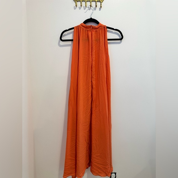 TOME Collective Orange Pleated Dress Size Small - Picture 3 of 7